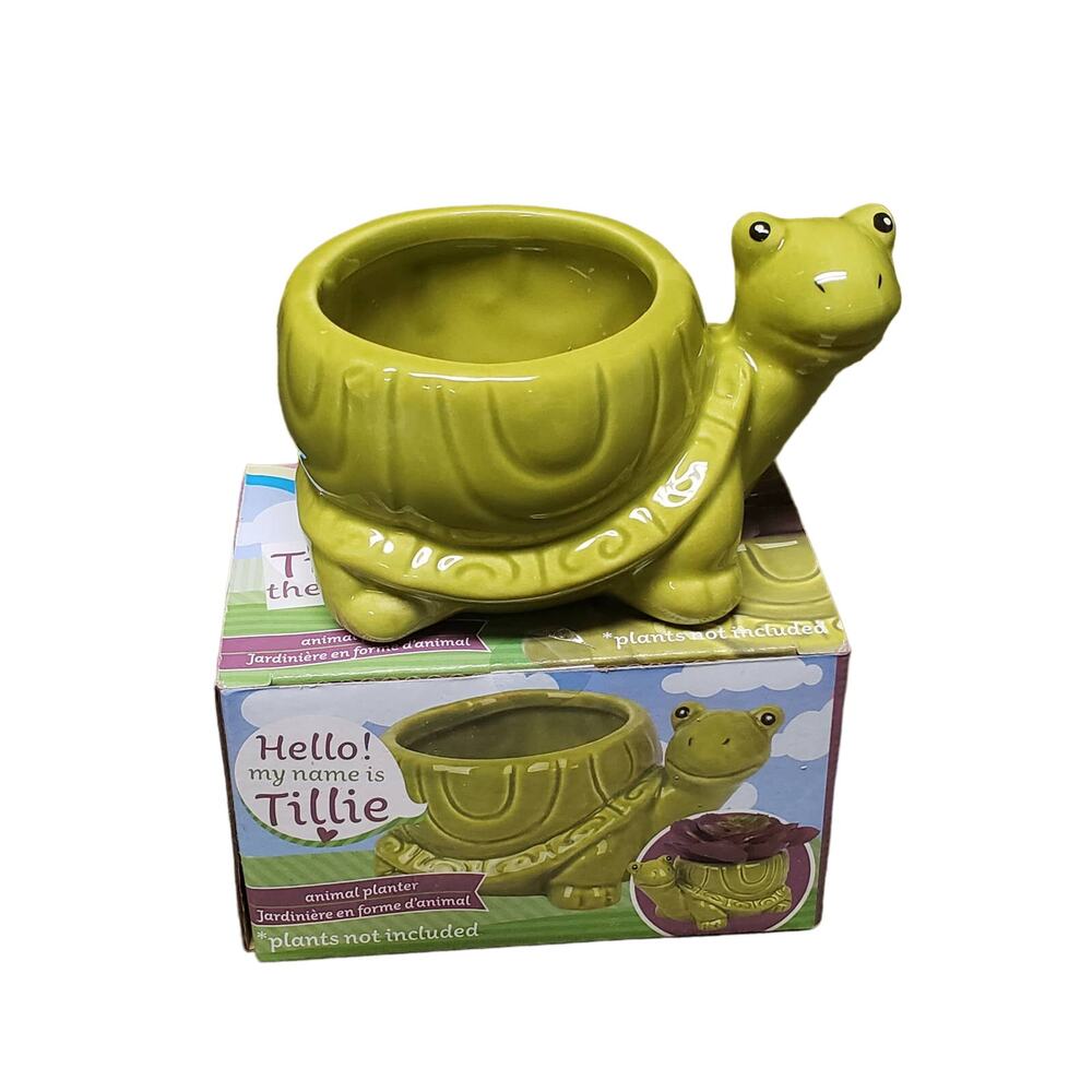 Tillie the Turtle Ceramic Animal Planter Pot for Succulents Small Plants / Decor